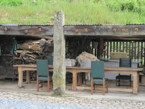 the long table in the courtyard