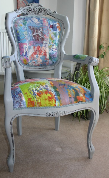 carver chair with embroidered panel