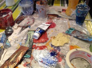 tube of paint and dirty palette